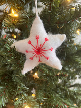 Trio of Hand-Stitched Felt Stars and Heart Ornaments