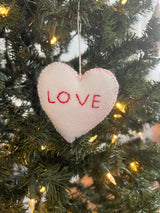 Trio of Hand-Stitched Felt Stars and Heart Ornaments