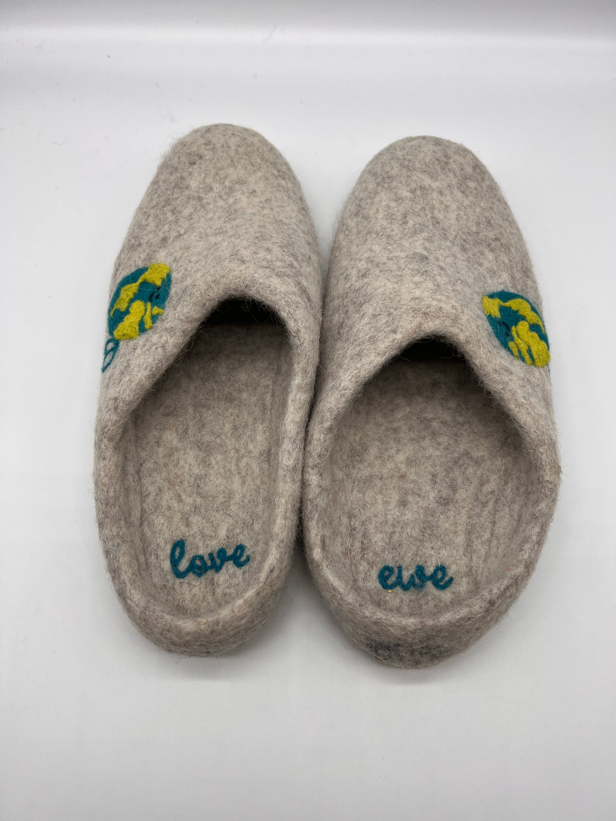 Love Ewe Hand-Felted Organic Wool Slippers for Men (Peace)