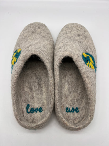 Love Ewe Hand-Felted Organic Wool Slippers for Women (Peace)