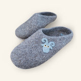 Love Ewe Hand-Felted Organic Wool Slippers for Men (Blu)