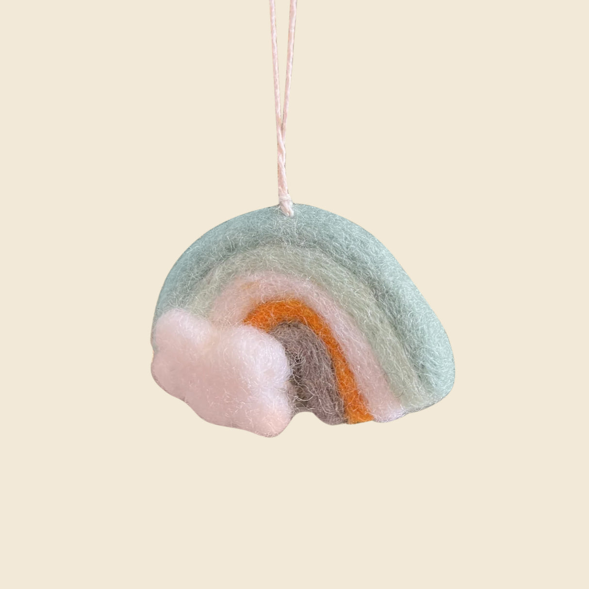 Pair of Hand-Stitched Felted Rainbow Ornaments