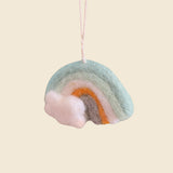 Pair of Hand-Stitched Felted Rainbow Ornaments