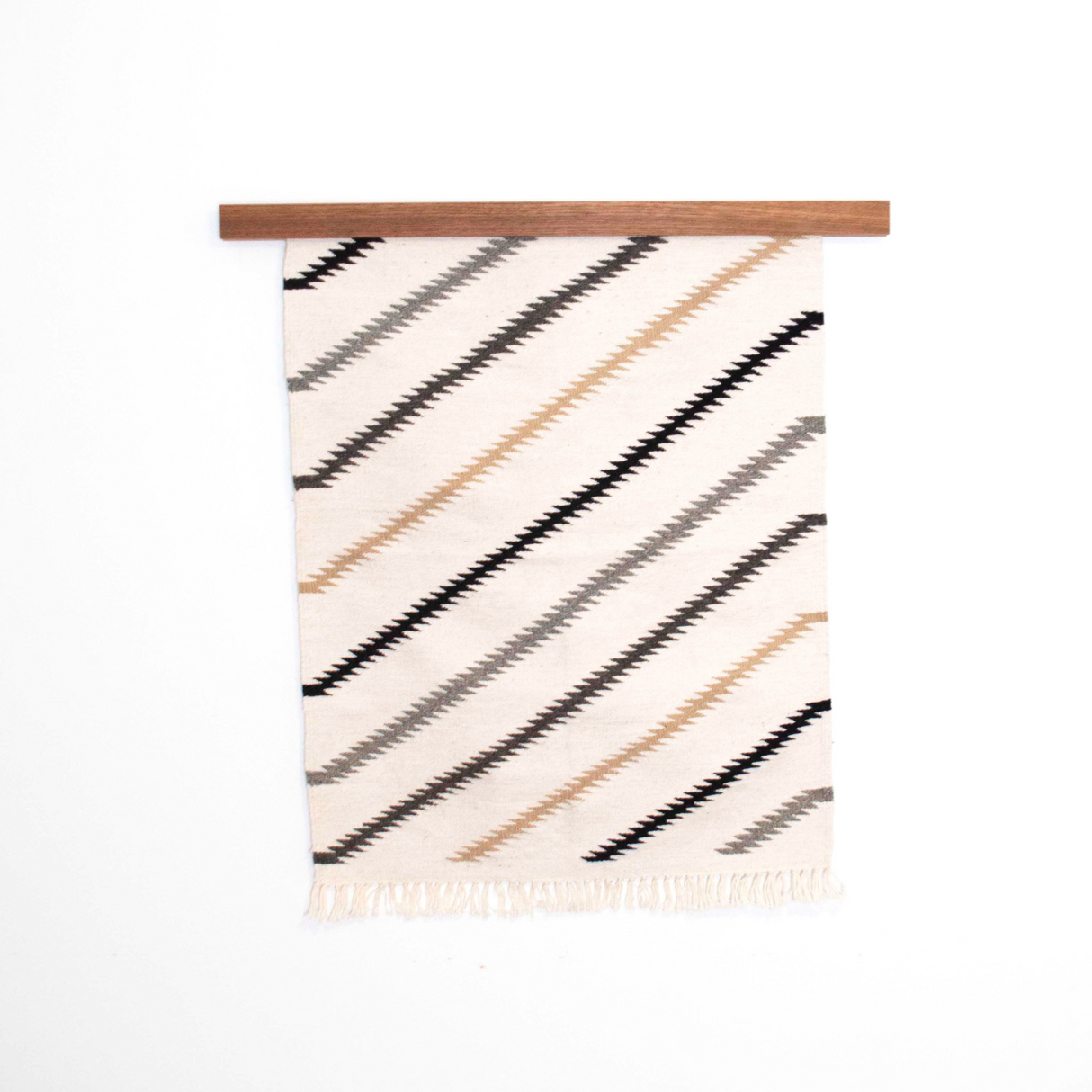 Promin (Beam) Wool Rug / Wall Hanging + Wood Rug Hanger ($240 value)