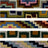 Four rows of colorful geometric, zigzag patterns on a textile, separated by white spaces.