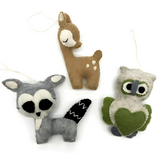 Trio of Hand-Stitched Felted Woodland Ornaments