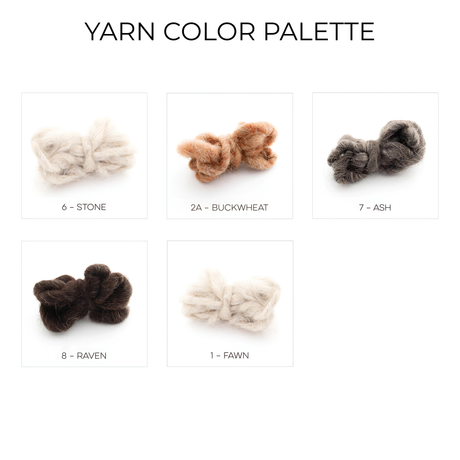 The Peremoha (Victory) Wool Statement Bed Blanket showcases a harmonious palette of Stone, Buckwheat, Ash, Raven, and Fawn Carpathian sheep wool.