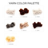 Create handcrafted home decor or eco-friendly wall art with warmth and style using Strilka (Arrow) Wool Framed Wall Art, featuring seven yarn bundles in Fawn, Cinnamon, Stone, Ash, Biscuit, Bark, and Saffron.