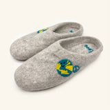 Love Ewe Hand-Felted Organic Wool Slippers for Women (Peace-DG)