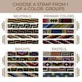 Large Straps for Hanging Vintage Bells come in four color groups—Neutrals, Primary Colors, Brights, and Pastels—with medium and large patterns and handcrafted details for a unique look.