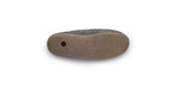 The Love Ewe Hand-Felted Organic Wool Slippers for Men (Beau-G) are shown from the bottom, featuring a plain tan sole and a small black size label—handmade in Nepal for lasting comfort.