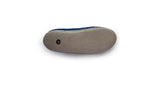 Gray suede sole with a small black "39" size label near the heel on a white background—designed for Love Ewe Hand-Felted Organic Wool Slippers for Women (Blu-BL), crafted with organic New Zealand wool.
