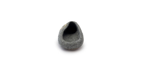Love Ewe Hand-Felted Organic Wool Slippers for Women (Blush-DG), handmade in Nepal, shown from the front on a white background, highlighting the opening and toe area.