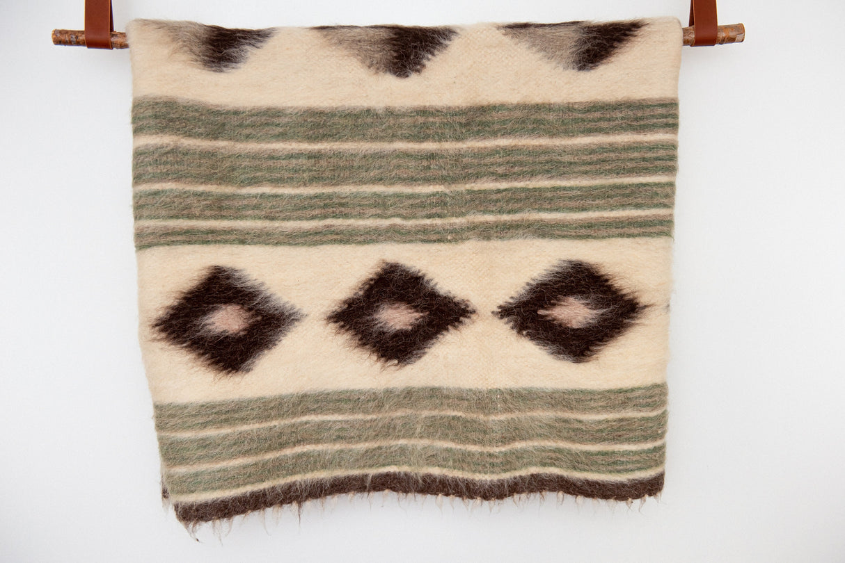 Handmade in Ukraine, Organic Natural 100% Sheep Wool Woven Statement Blanket Bed Covering Bedspread Duvet