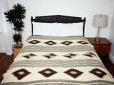 Handmade in Ukraine, Organic Natural 100% Sheep Wool Woven Statement Blanket Bed Covering Bedspread Duvet