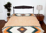 Handmade Organic Natural 100% Sheep Wool Woven Statement Blanket Bed Covering Bedspread Duvet