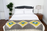 Organic 100% Sheep Wool Bed Runner- Handmade Ukrainian Couch Cover or Bedspread-Carpathian Mountain Collection