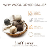 Fluff Ewes "Bag of Marbles" Premium Dryer Balls, DYE-FREE, 100% Natural Marbleized Sheep's Wool
