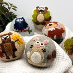 Fluff Ewes "Hedgehog & Homies" premium wool dryer balls for laundry: set of 6