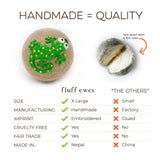 NEW! Fluff Ewes "Kiss my Cactus" premium wool dryer balls, set of 6, Natural Fabric Softener, Wrinkle Reducer, Eco-friendly