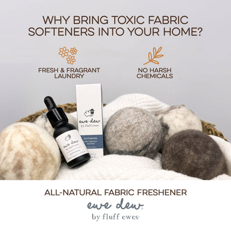 Ewe Dew by Fluff Ewes Cottontail Home Fragrance + Aromatherapy Essential Oil Blend for Wool Dryer Balls or Diffuser, 0.5oz (Clean & Crisp)