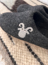 Love Ewe hand-felted organic wool slippers for women or men; Hand-needled, unique designs; Suede sole