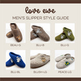Love Ewe hand-felted organic wool slippers for men; Hand-needled, unique designs; Suede sole