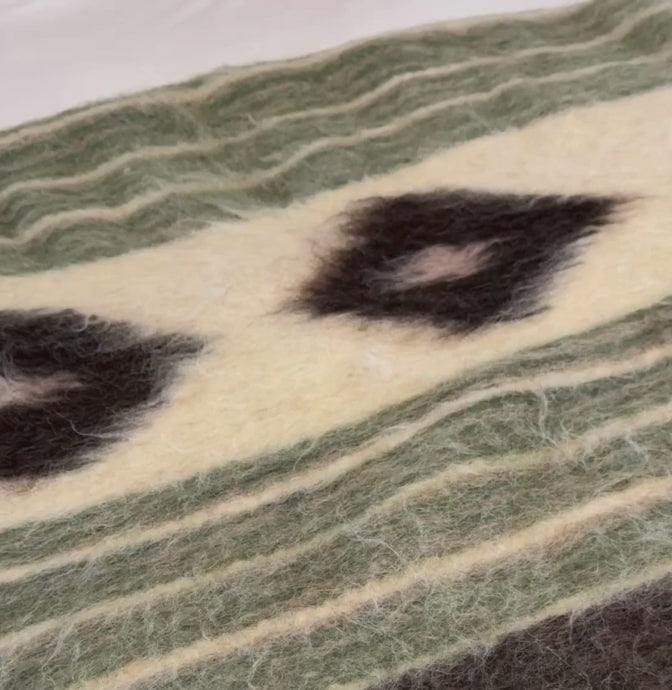 Handmade in Ukraine, Organic Natural 100% Sheep Wool Woven Statement Blanket Bed Covering Bedspread Duvet