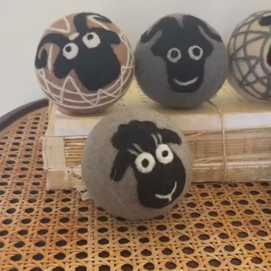 Fluff Ewes 100% Wool Dryer Balls, Premium, Extra Large Reusable & Natural Handmade - Classics Dryer Balls