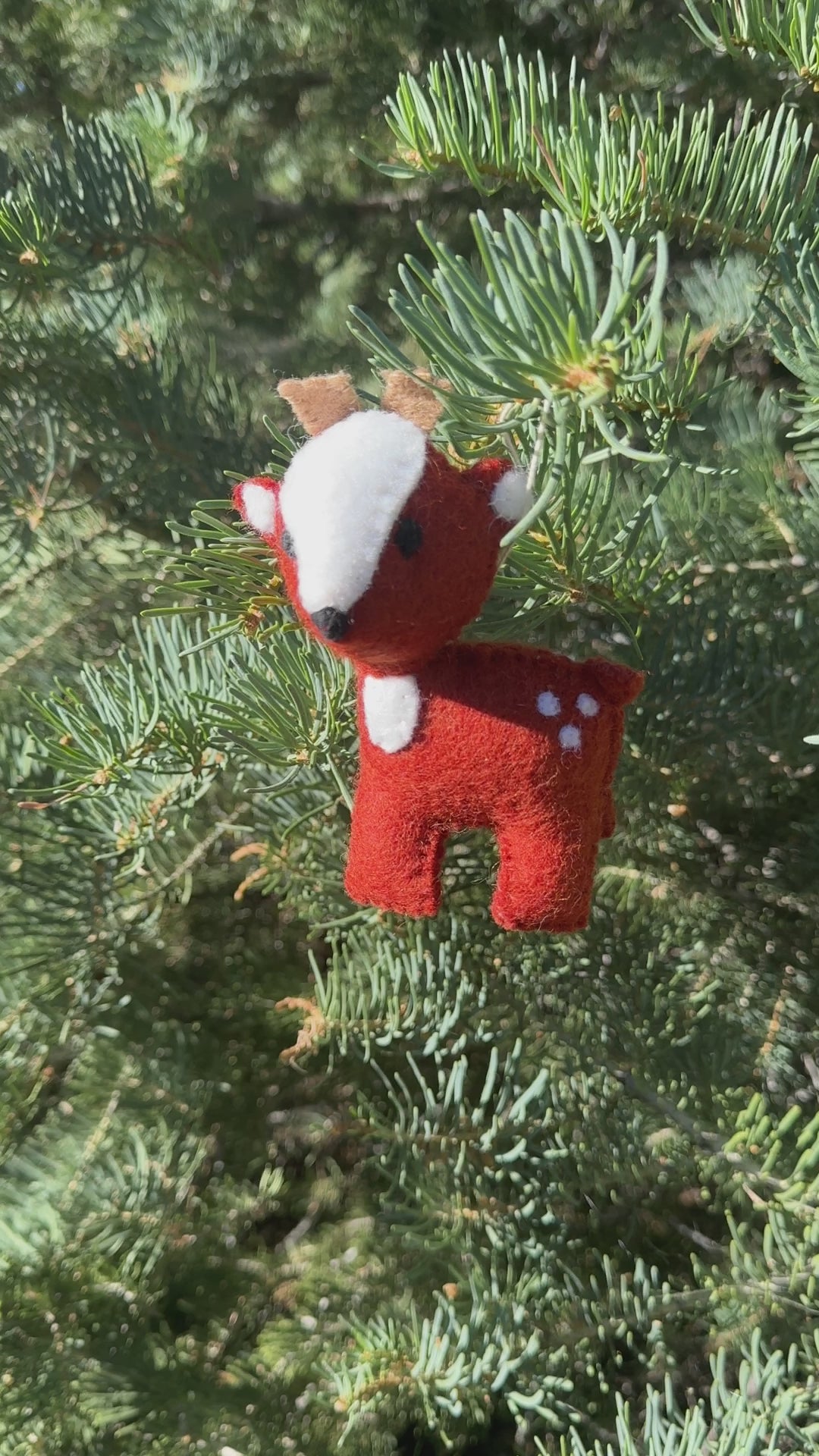 Trio of Hand-Stitched Felted Large Deer Ornaments