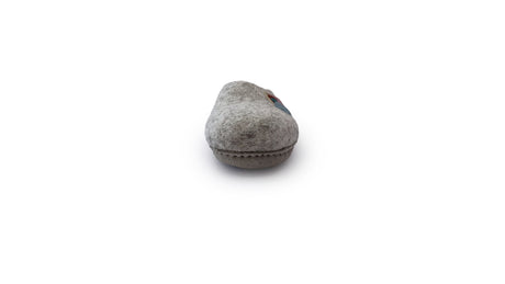 A single Love Ewe Hand-Felted Organic Wool Slipper for Women (Rainbow-Light), handmade and fair trade in Nepal, is shown from the front on a white background.