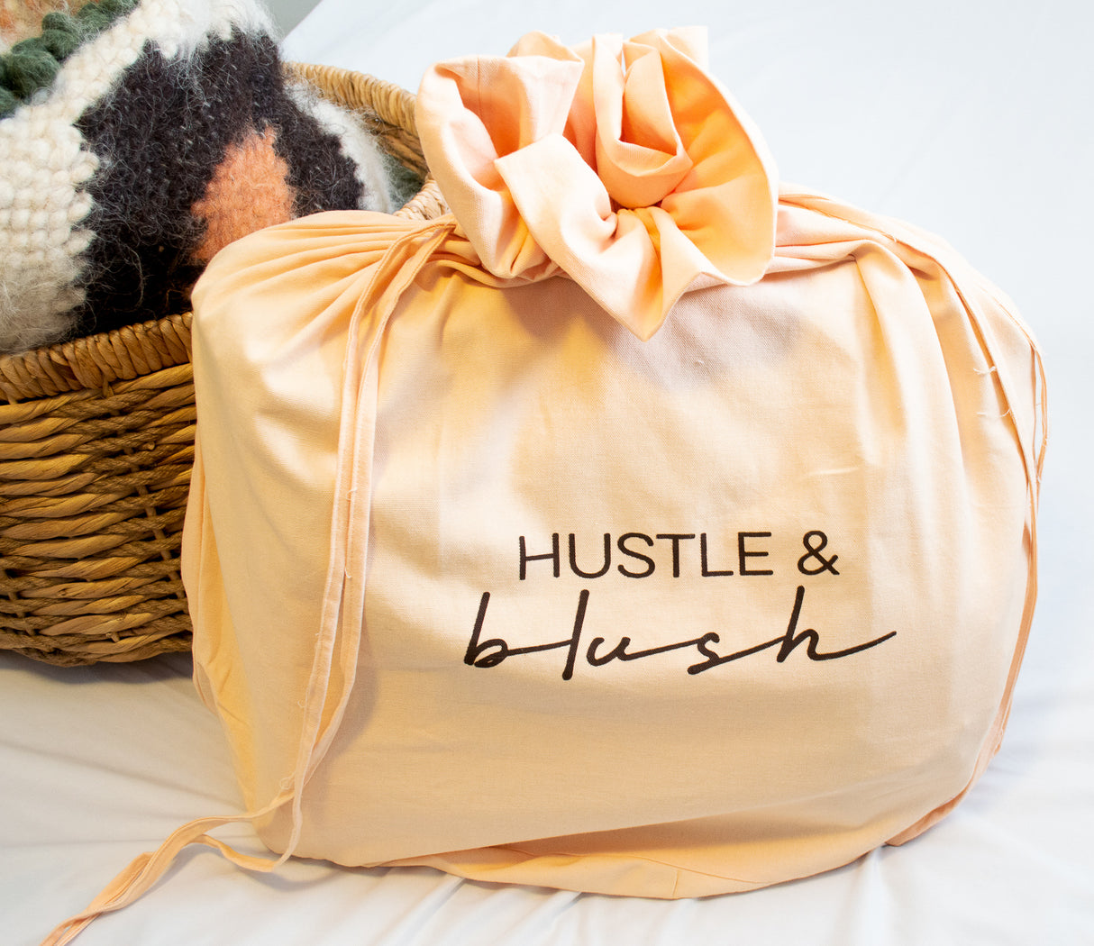 Hustle & Blush Linen Drawstring Laundry Bag