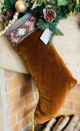 Svitlo (Light) XL Handwoven Carpathian Wool & Currant Colored Italian Velvet Stocking