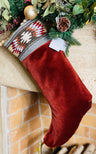 Svitlo (Light) XL Handwoven Carpathian Wool & Currant Colored Italian Velvet Stocking