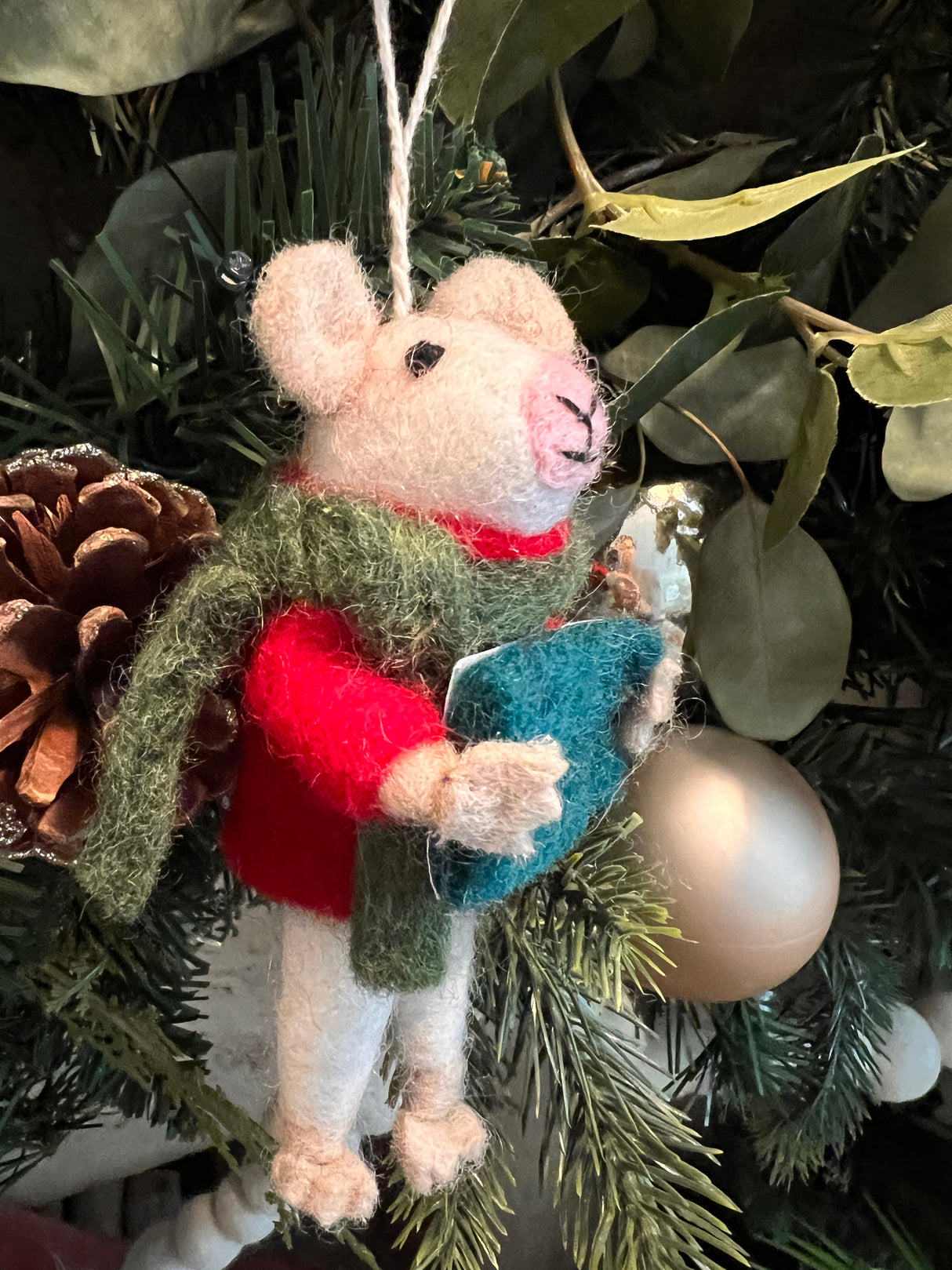 Caroling Mouse Ornament