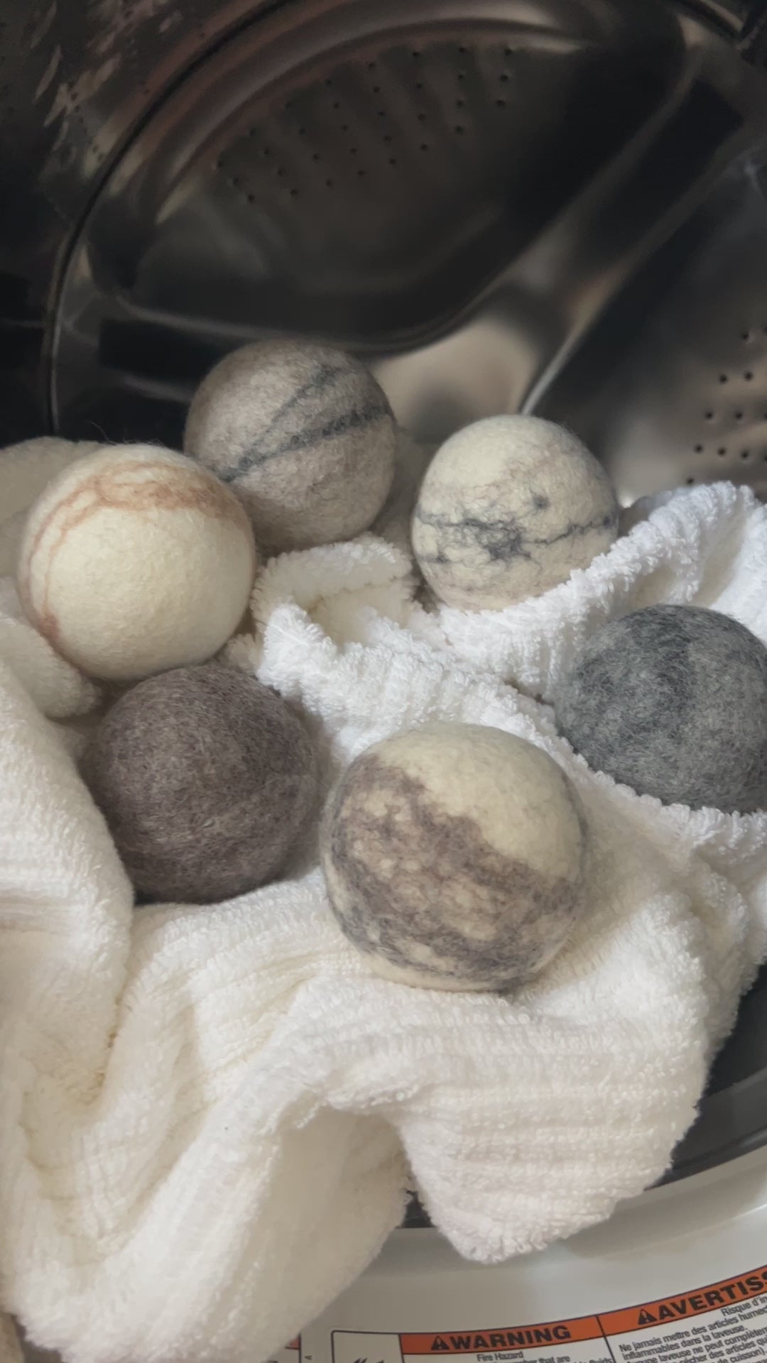 Fluff Ewes "Bag of Marbles" DYE FREE natural wool dryer balls for laundry: set of 3 or 6