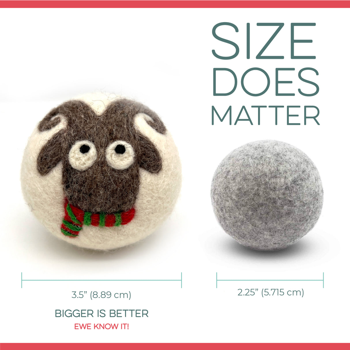 Fluff Ewes Holiday Edition, "Sheep in Heavenly Peace" premium wool dryer balls for laundry:  3 pack