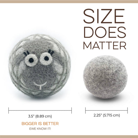 Get the Multi-pack Gift Bundle: 8 packs of Fluff Ewes eco-friendly New Zealand wool dryer balls for the price of 6—a $68 savings! Includes large felted sheep and smaller plain wool balls. Perfect for gifting!.