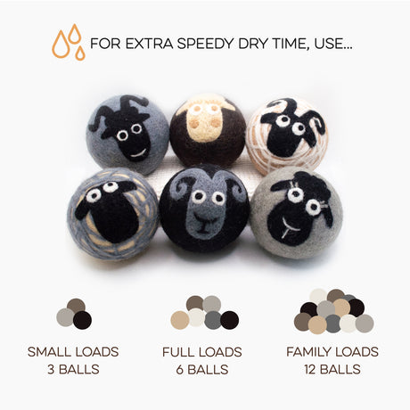 Get 8 packs of Fluff Ewes sheep-themed dryer balls (made from eco-friendly New Zealand wool) for the price of 6—a $68 savings! Includes usage tips for small, full, or family loads. Your friends will love Ewe!.